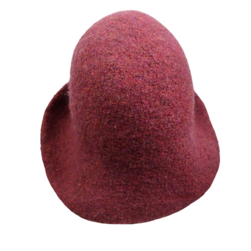 Vintage Burgundy Red Boiled Wool Cloche Hat - Picture 3 of 4